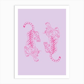 Lilac And Pink Tigers Art Print