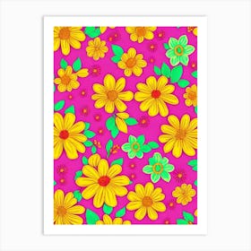 Statice Repeat Retro Flower Art Print