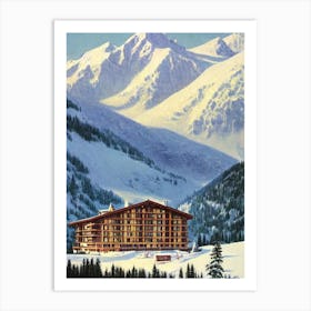 Courmayeur, Italy Ski Resort Vintage Landscape 1 Skiing Poster Art Print
