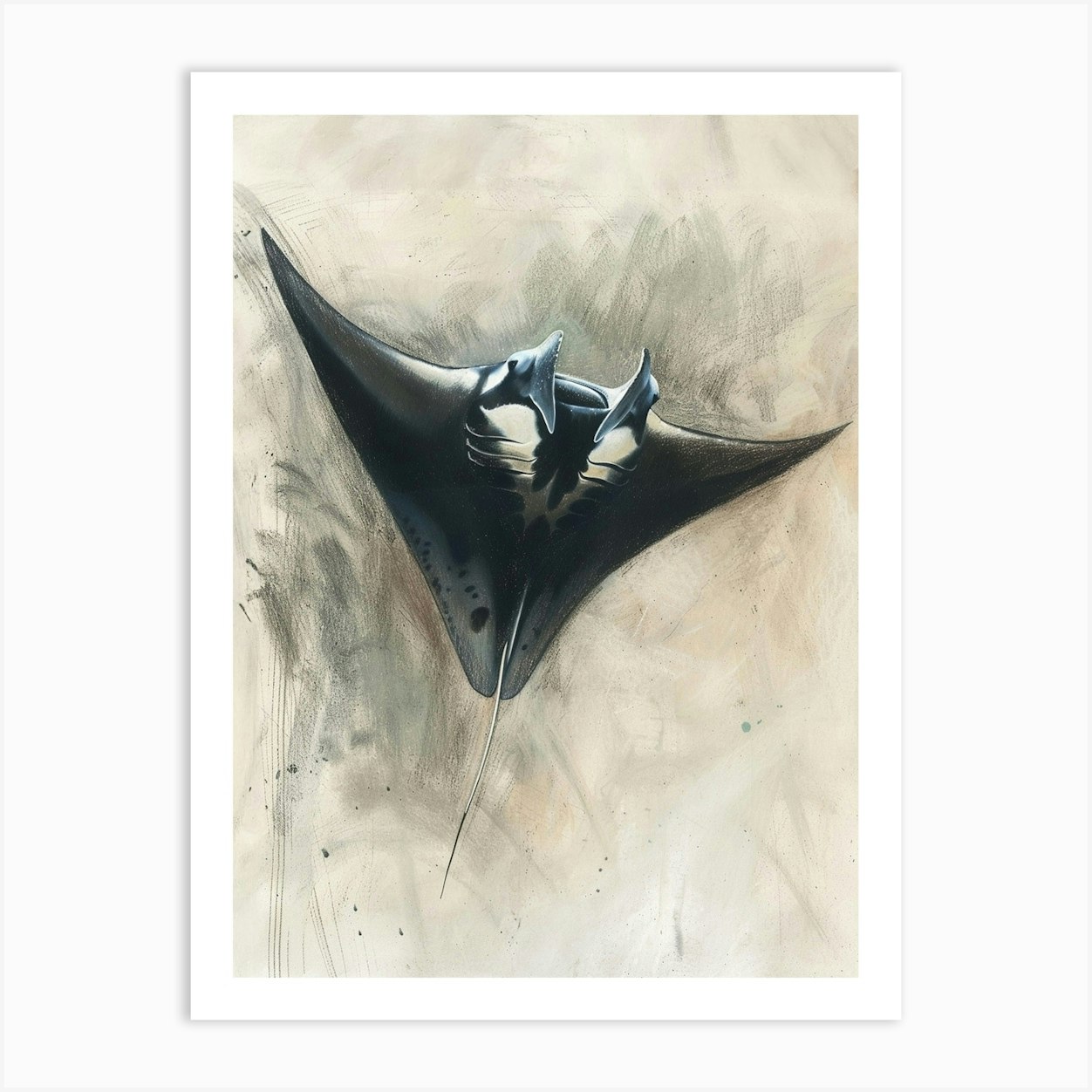 Manta Ray Pastel Watercolour 2 Poster