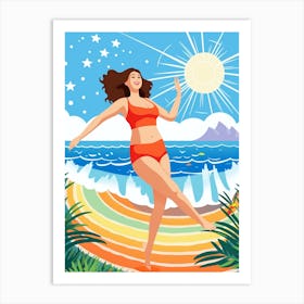 Body Positivity Day At The Beach Colourful Illustration  7 Art Print