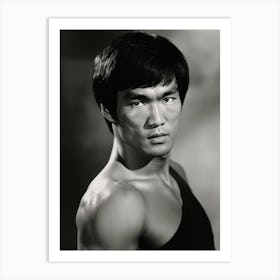 Black And White Photograph Of Bruce Lee Art Print