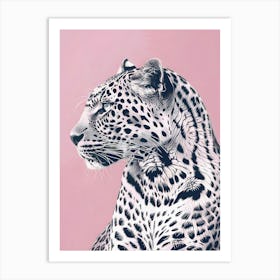 Leopard, Pink Pastel Colors, Preppy Aesthetic, Jaguar, Cheetah, Trendy, Animal, Wild Cat Art Print