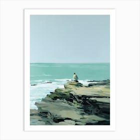 Man Sits On A Cliff Art Print