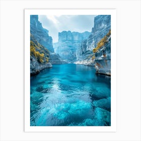 Blue Water In A Canyon Art Print