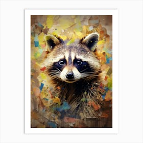 Raccoon Abstract Watercolour 1 Art Print