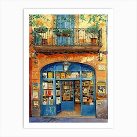 Barcelona Book Nook Bookshop 1 Art Print