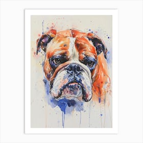 Bulldog Watercolor Painting 2 Art Print