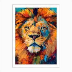 Southwest African Lion Portrait Close Up Fauvist Painting 2 Art Print