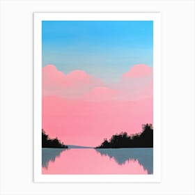 Pastel Sky Embrace Pink Retro Poster Art Print