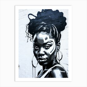 Graffiti Mural Of Beautiful Black Woman 11 Art Print