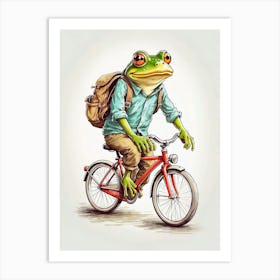 Frog Riding A Bike Art Print