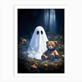 Ghost And Teddy Bear 2 Art Print