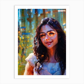 Portrait Of A Girl With Glasses Art Print