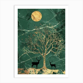 Deer In The Moonlight 2 Art Print