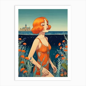 Girl In The Sea Art Print