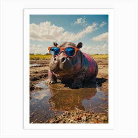 Hippo In Sunglasses Art Print