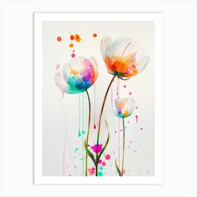 Flowers With Paint Splatters Art Print