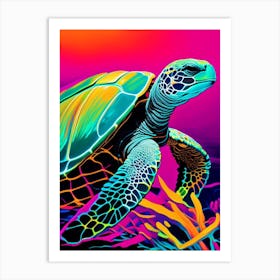 Foraging Sea Turtle, Sea Turtle Andy Warhol Inspired 1 Art Print