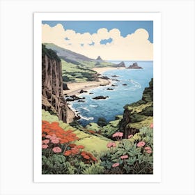 Aogashima Island In Tokyo, Ukiyo E Drawing 1 Art Print