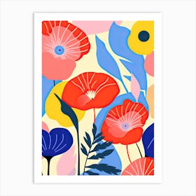 Whimsical Flower Ballet; Inspired By Henri Matisse Colorful Flower Market Art Print