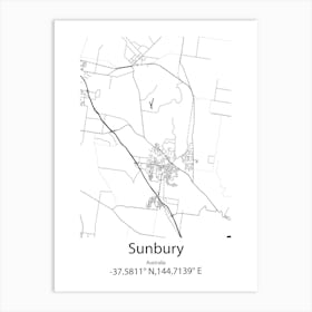 Sunbury,Australia Minimalist Map Art Print