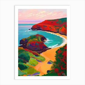 Barafundle Bay Beach, Pembrokeshire, Wales Hockney Style Art Print