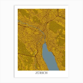 Zurich Yellow Blue Art Print