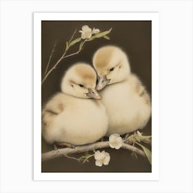 Ducklings Japanese Woodblock Style 5 Art Print