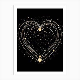 Black Background Celestial Heart  1 Art Print