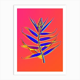 Neon Bush Cane Botanical in Hot Pink and Electric Blue n.0014 Art Print