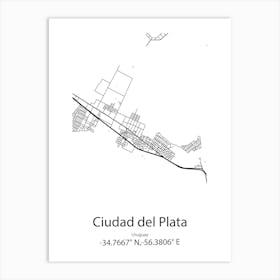 Ciudad Del Plata,Uruguay Minimalist Map Art Print