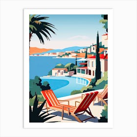 French Riviera, France, Bold Outlines 2 Art Print