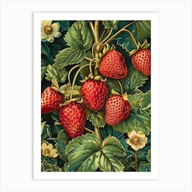 Strawberry Painting Inspired By William Morris Art Print