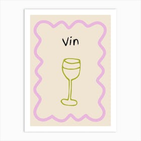 Wine Doodle Poster French Lilac & Green Art Print
