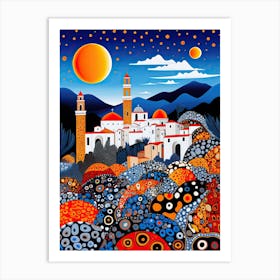 Taormina, Italy, Illustration In The Style Of Pop Art 1 Art Print