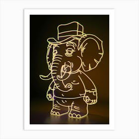 Elephant In Hat Art Print