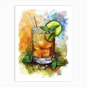 Moscow Mule Watercolour Illustration 1 Art Print