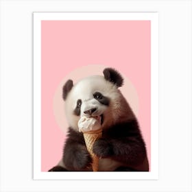Panda Bear Eating Ice Cream Art Print