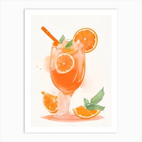 Aperol With Ice And Orange Watercolor Vertical Composition 15 Art Print