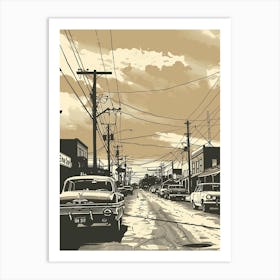 Duotone Illustration Sixth Street Austin Texas 1 Art Print