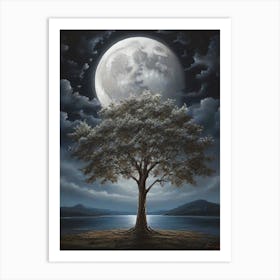 Full Moon Tree 2 Art Print