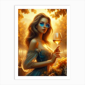 Golden Wine At Sunset Vineyard 4 Art Print