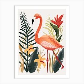 Andean Flamingo And Heliconia Minimalist Illustration 1 Art Print
