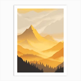 Misty Mountains Vertical Composition In Yellow Tone 1 Art Print