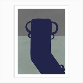 Blue Silhouette of a Vase Art Print