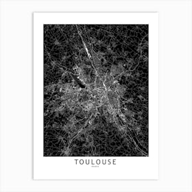 Toulouse Black And White Map Art Print