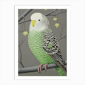 Ohara Koson Inspired Bird Painting Budgerigar 1 Art Print