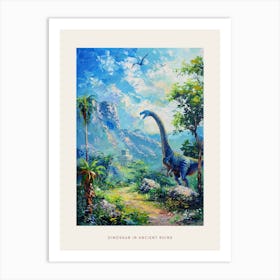 Dinosaur Ancient Ruins Painting 3 Poster Art Print