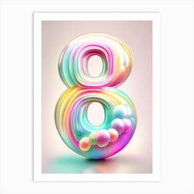 8, Number, Education Rainbow Bubble 1 Art Print
